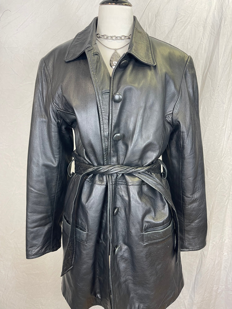 Gorgeous Vintage Leather Midi Trench