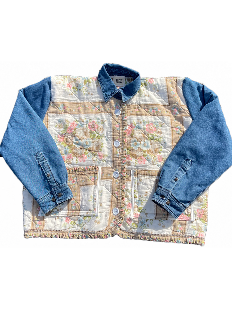 Handmade Quilted Denim Jacket - XL