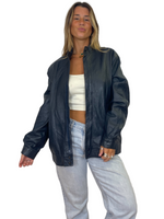 Vintage Navy Leather Bomber