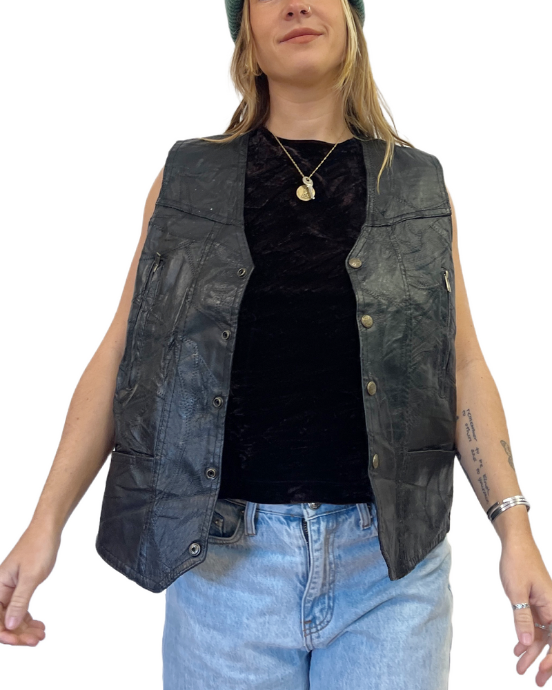 
                
                    Load image into Gallery viewer, Vtg Textured Leather Vest
                
            