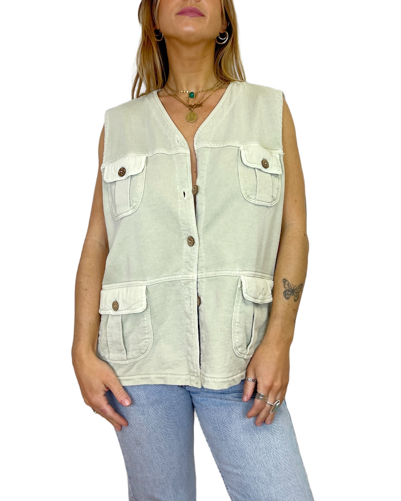 90's Light Sage Cotton Vest