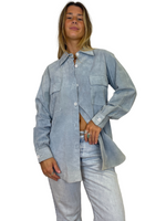 Vintage Baby Blue Suede Button Down