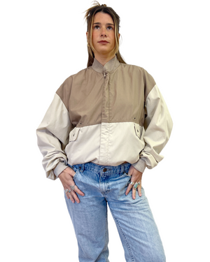 
                
                    Load image into Gallery viewer, Vtg Taupe N Cream Bomber
                
            
