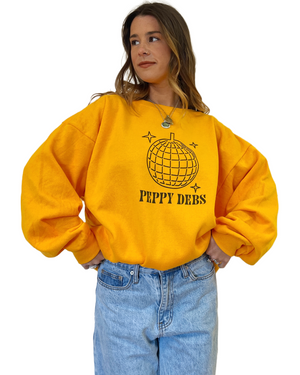 
                
                    Load image into Gallery viewer, Peppy Disco Crewneck - Golden Hour
                
            