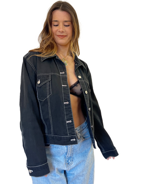 
                
                    Load image into Gallery viewer, 90&amp;#39;s Black Cotton Jacket
                
            