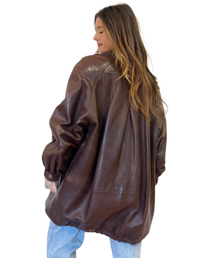 
                
                    Load image into Gallery viewer, Mocha Leather Bomber Trench
                
            